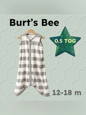 🇺🇸👍GUC BURT BEES |12-18 mo| Unisex Summer Striped Baby Sleep sack ‼️read